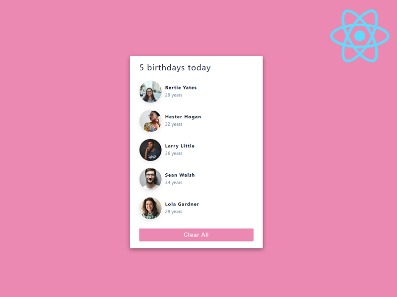 React Birthday Reminder App