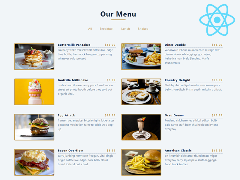 React Menu App