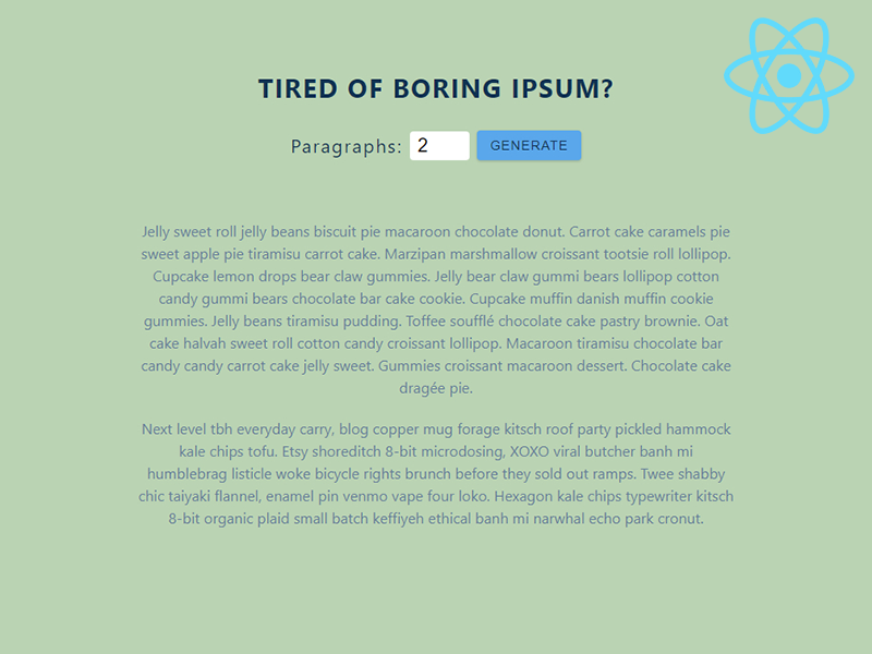 React Lorem Ipsum App