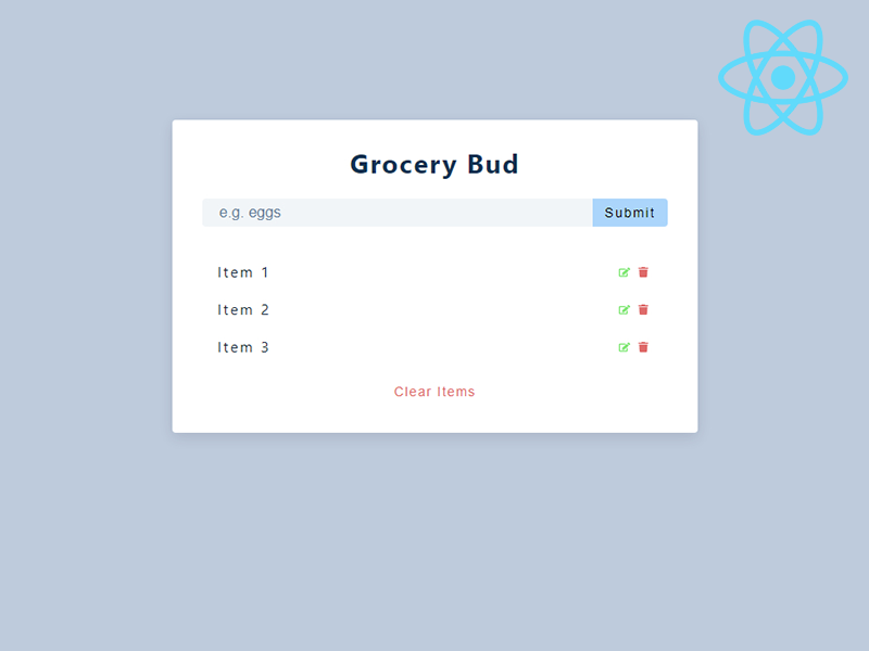 React Grocery Bud App